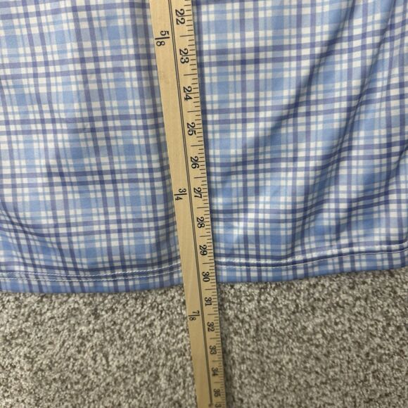 Collars And Co Polo Mens Small Blue Plaid Performance Golf Short Sleeve Poly - Picture 13 of 14